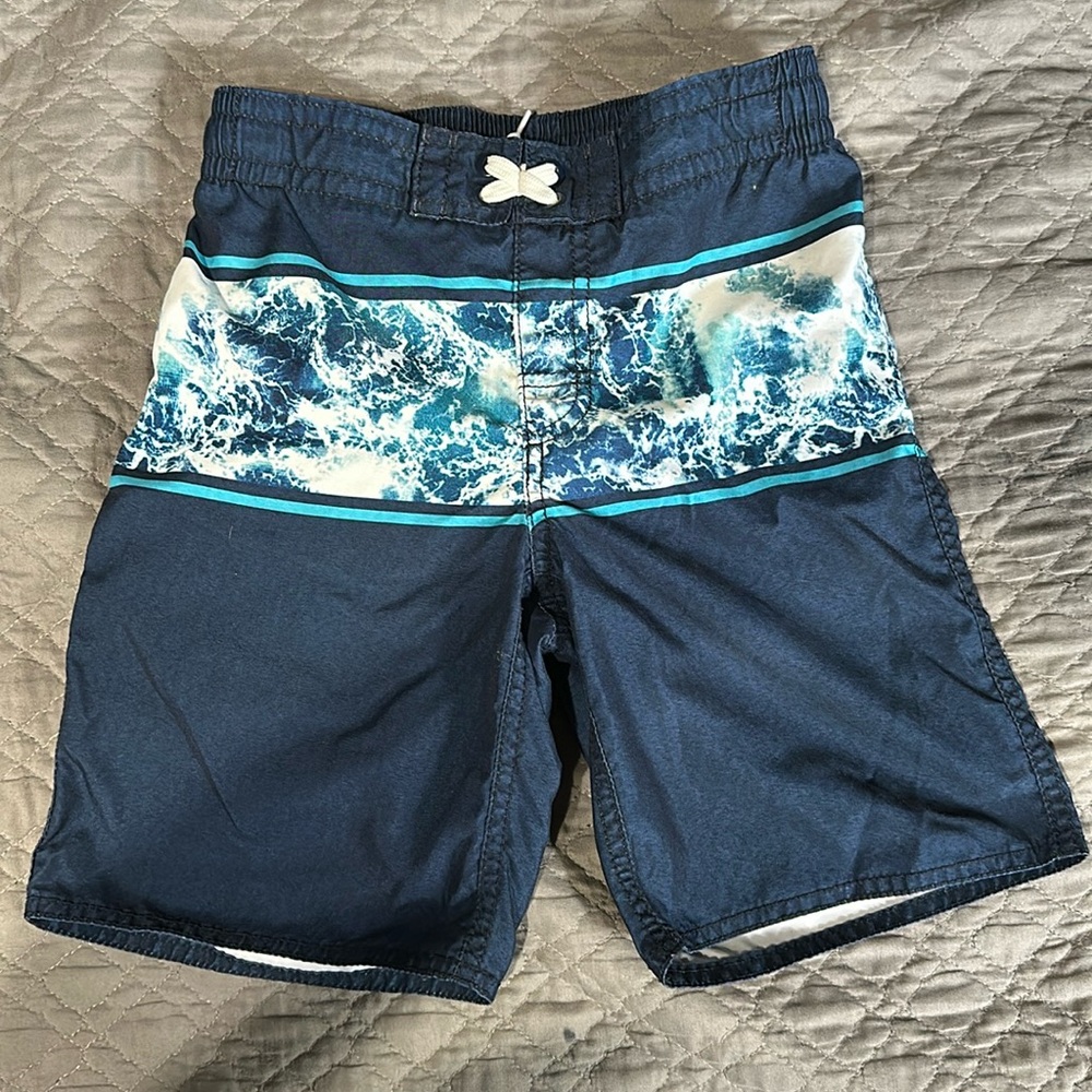 OLD NAVY KID BOY YOUTH NAVY BLUE SWIMMING TRUNKS - SWIM TRUNKS WITH BACK POCKET